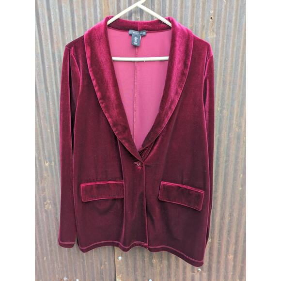 Sincerely Jules Velvet Blazer Large Burgundy Vamp Goth Dark Romance Whimsigoth - Picture 1 of 8